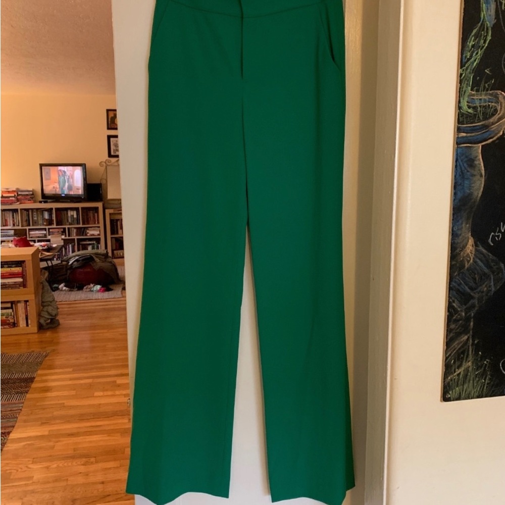 Alice & Olivia Dylan green juniper trouser pant - Picture 6 of 9